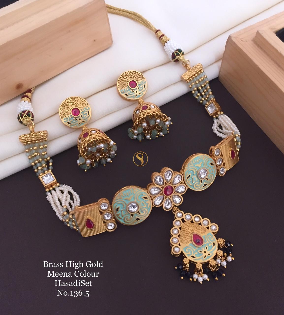 131 BH Designer Brass High Gold Hasadi Set Dokiya Set Wholesale Online
